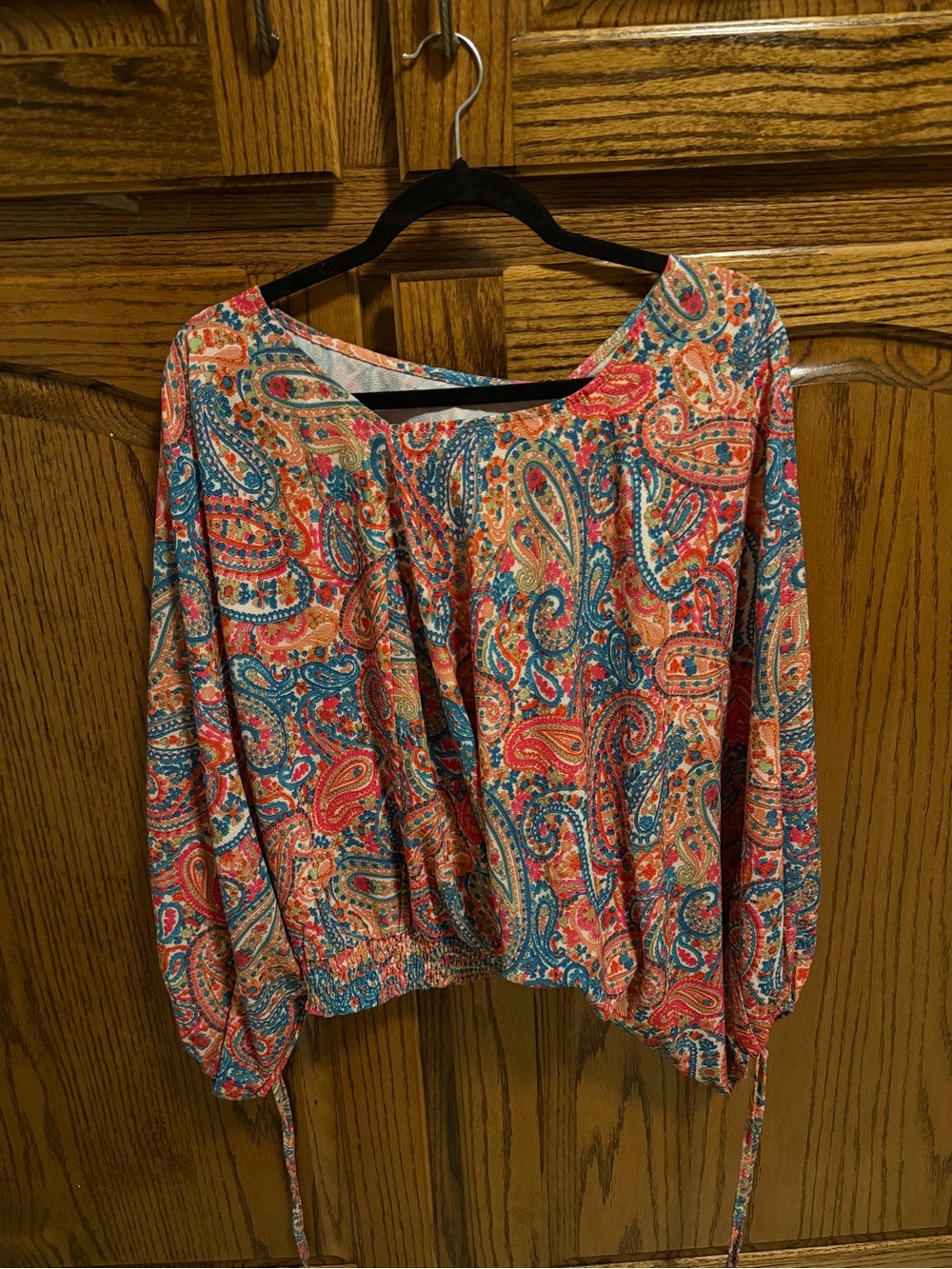 Umgee Multicolor Paisley Long-Sleeve Tunic - Coral, Teal, Cream